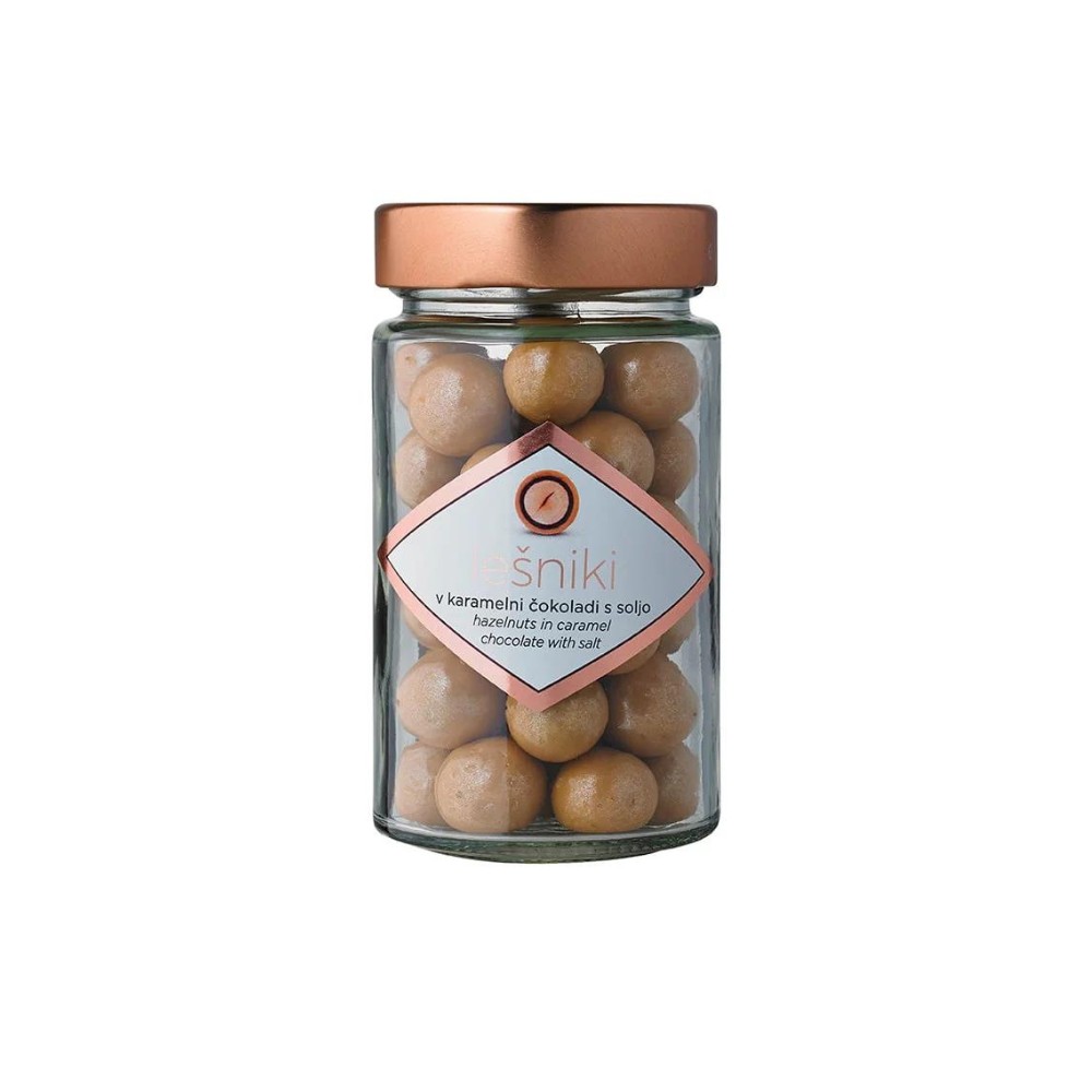 Lešniki v karamelni čokoladi s soljo, 125g LUCIFER