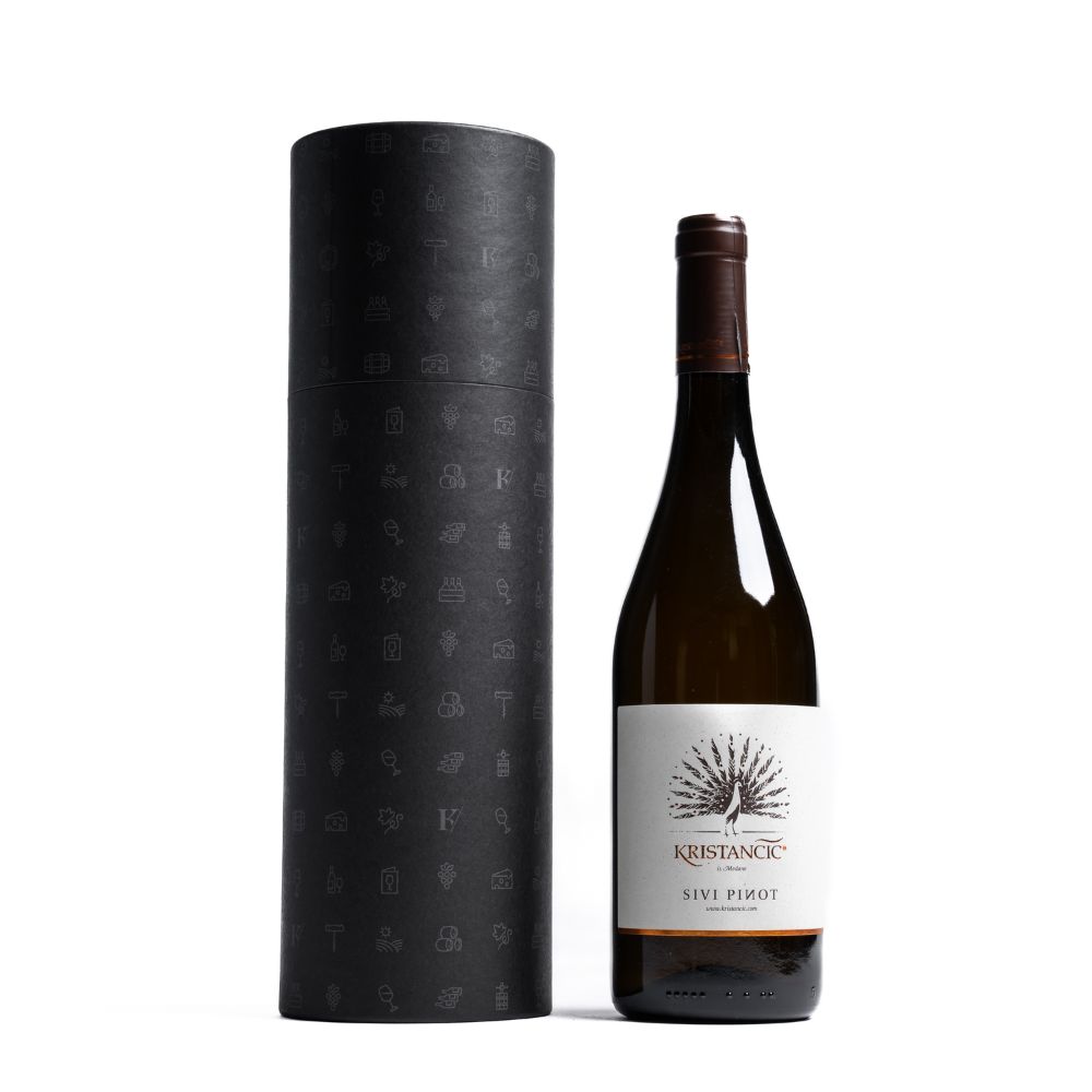Sivi pinot Kristančič v darilnem tulcu